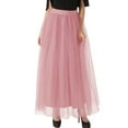 thumbnail image 1 of SWSMCLT Women's Long Skirt Pleated Tulle Skirt High Waist Halloween Layered A Line Flowy Casual Elegant Basic Tutu Skirt Dark Pink Small-X-Large, 1 of 4