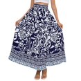 thumbnail image 1 of SWSMCLT Women's Long Skirt Printed Hippie Ankle Length Boho Skirts Gypsy Elastic Waist Summer Stretchy Holiday High Waisted Style Medium, 1 of 5