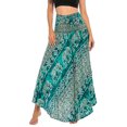 thumbnail image 1 of SWSMCLT Women's Long Skirts Tie Front Skirt Bohemian Summer Dress Gypsy Indian Maxi High Waist Flowy Hippie Boho Elephant Printed Dresses Elastic Waist Green One Size, 1 of 5