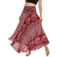 thumbnail image 1 of SWSMCLT Women's Long Skirts Tie Front Skirt Bohemian Summer Dress Gypsy Indian Maxi High Waist Flowy Hippie Boho Elephant Printed Dresses Elastic Waist Red One Size, 1 of 5