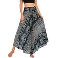 thumbnail image 1 of SWSMCLT Women's Long Skirts Tie Front Skirt Bohemian Summer Dress Gypsy Indian Maxi High Waist Flowy Hippie Boho Elephant Printed Dresses Elastic Waist Black XS-L, 1 of 5