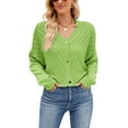 thumbnail image 1 of SWSMCLT Women's Long Sleeve Button Up Cardigan Batwing Sleeve V Neck Crop Top Sweater Soft Knit Sweaters Fashion Loose Baggy Fall Drop Shoulder Green Medium, 1 of 1