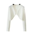 thumbnail image 1 of SWSMCLT Women's Long Sleeve Cardigan Knit Sweaters Bolero Shrug for Dresses Soft Ribbed Knit Crop Top Lightweight Cropped Open Front V Neck White Small-Large, 1 of 1