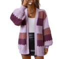 thumbnail image 1 of SWSMCLT Women's Long Sleeve Cardigan Long Sweater Knit Thick Winter Open Front Top Oversized Soft Warm Spring Purple Large, 1 of 5