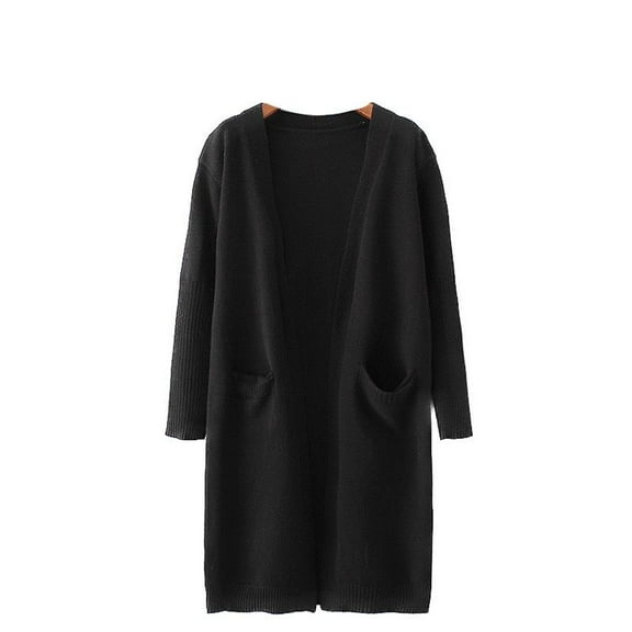 SWSMCLT Women's Long Sleeve Cardigan Sweater Winter Midi Oversized Thick Coat Top Cardigan Knit Warm Fall Spring Soft Black Large