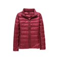 thumbnail image 1 of SWSMCLT Women's Long Sleeve Down Jacket High Neck Winter Down Coat Puffer Outerwear Zip Up Light Short Spring Burgundy Small, 1 of 1