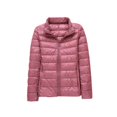 thumbnail image 1 of SWSMCLT Women's Long Sleeve Down Jacket High Neck Winter Down Coat Puffer Outerwear Zip Up Light Short Spring Pink Large, 1 of 1