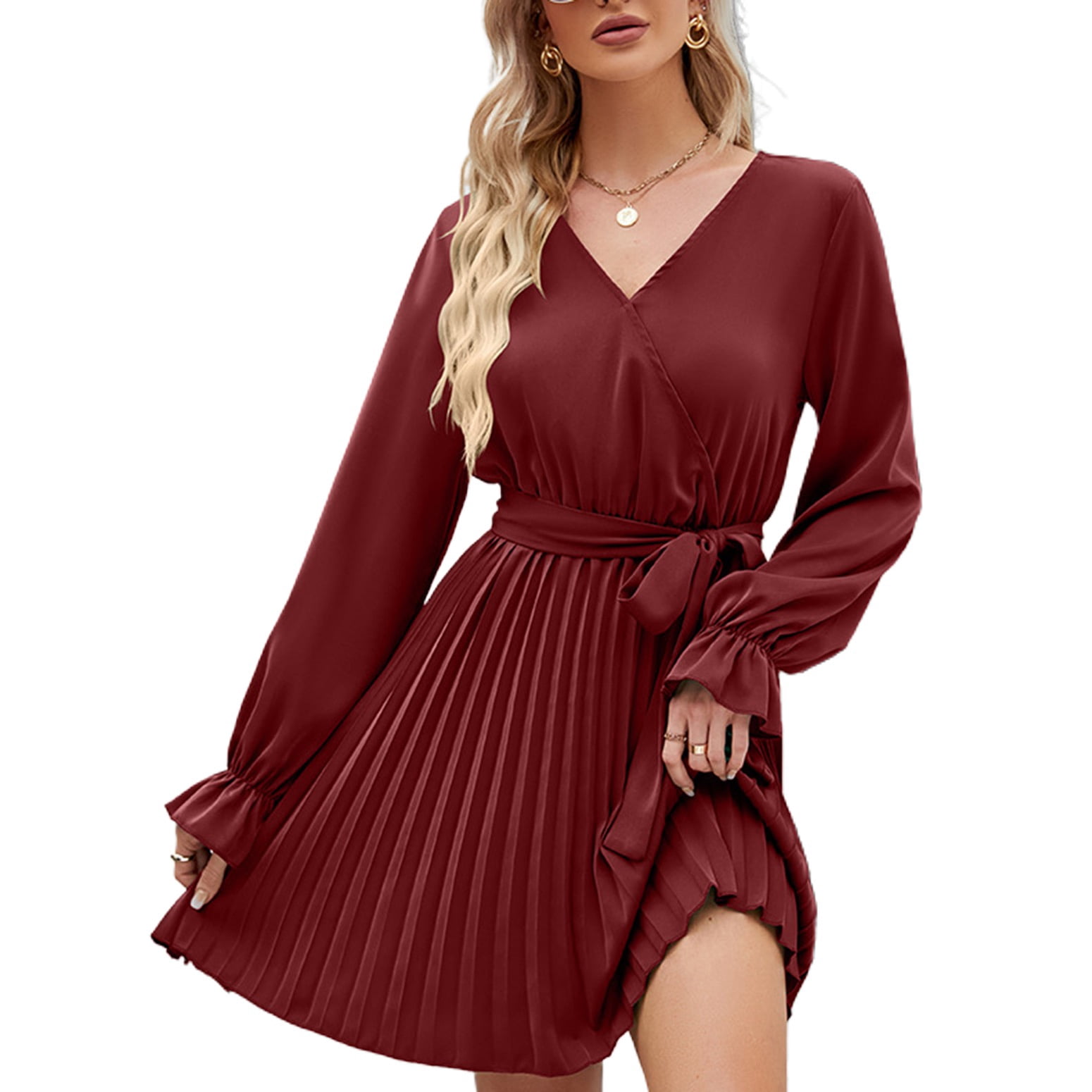 burgundy chiffon wrap dress Celena Maxi Dress | Burgundy Burnout | Womens main image 1