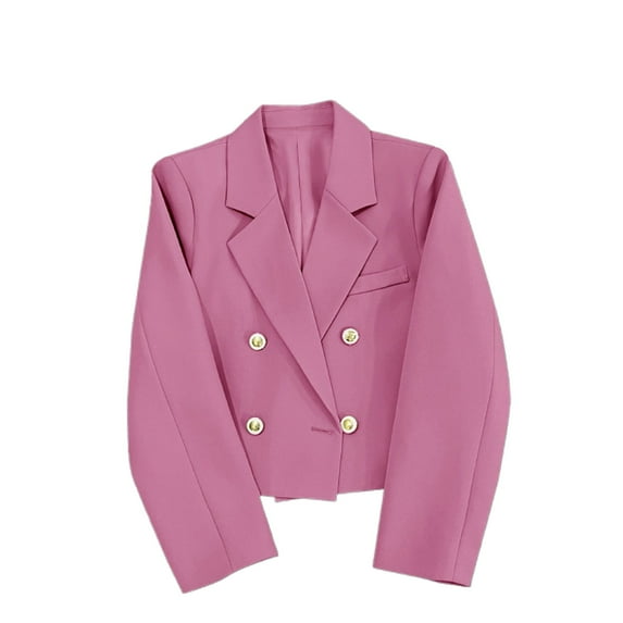 SWSMCLT Women's Long Sleeve Fashion Business Casual Double Breasted Blazer Button Short Casual Suit Jacket Light Purple Small