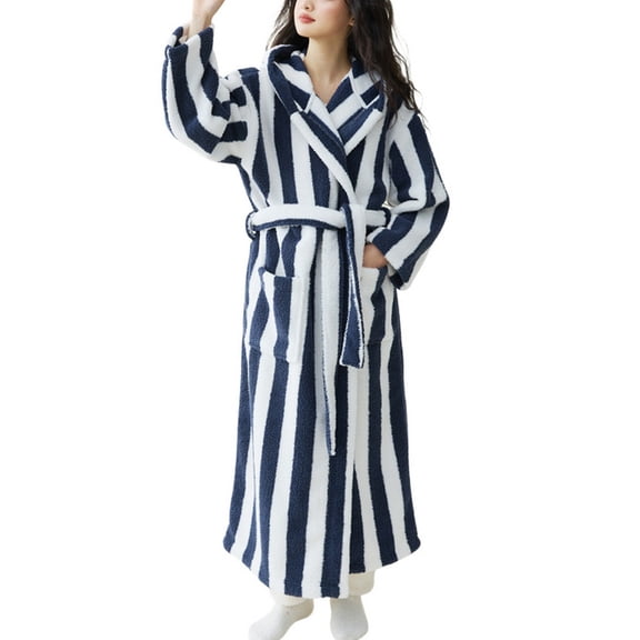 SWSMCLT Women's Long Sleeve Fleece Bathrobe Long Pjs Soft Winter V Neck Comfy Thick Hooded House Oversized Bathrobe Light Blue Large