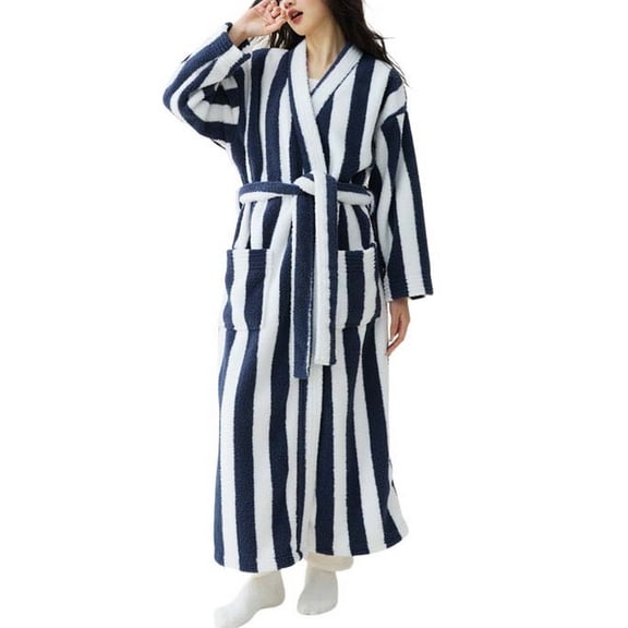 SWSMCLT Women's Long Sleeve Fleece Bathrobe Warm Pjs Long Bath Polar Soft Fall Spring Oversized Comfy Robe Blue X-Large