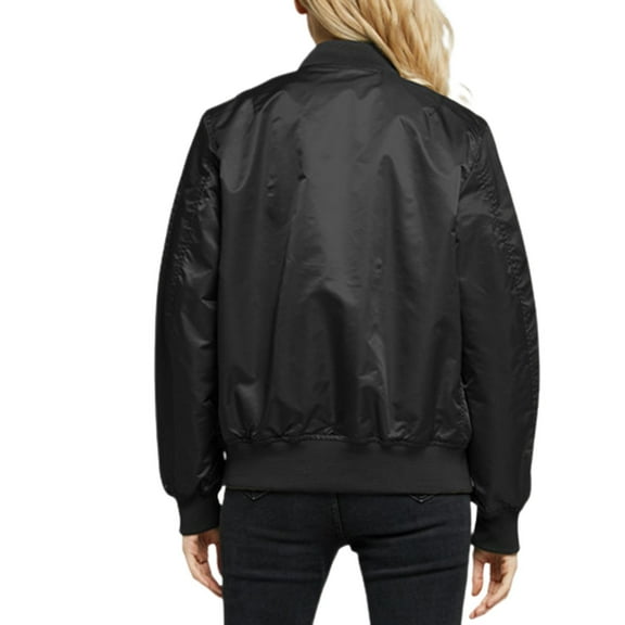 SWSMCLT Women's Long Sleeve Jacket Spring Fashion Snow Jackets Zip Up Casual Windproof Loose Top Fall Vintage Black Medium