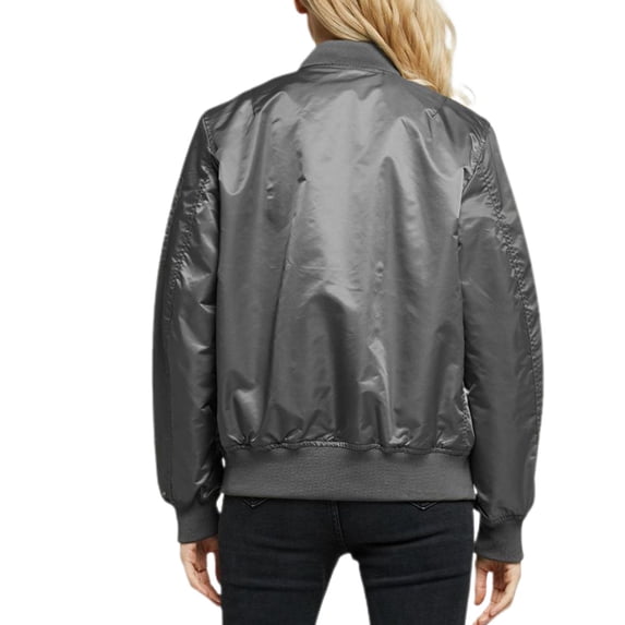 SWSMCLT Women's Long Sleeve Jacket Spring Fashion Snow Jackets Zip Up Casual Windproof Loose Top Fall Vintage Grey Large