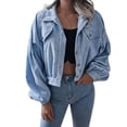 thumbnail image 1 of SWSMCLT Women's Long Sleeve Jacket Winter Coat Spring Thick Top Snow Crop Vintage Corduroy Soft Fall Button Dark Blue X-Large, 1 of 5