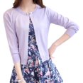thumbnail image 1 of SWSMCLT Women's Long Sleeve Knit Top Soft Open Front Summer Cardigan for Dresses Cardigan Sweater Button Lightweight Fashion Knitted Spring Light Purple Medium, 1 of 5