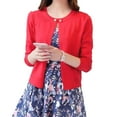 thumbnail image 1 of SWSMCLT Women's Long Sleeve Knit Top Soft Open Front Summer Cardigan for Dresses Cardigan Sweater Button Lightweight Fashion Knitted Spring Red Medium, 1 of 5