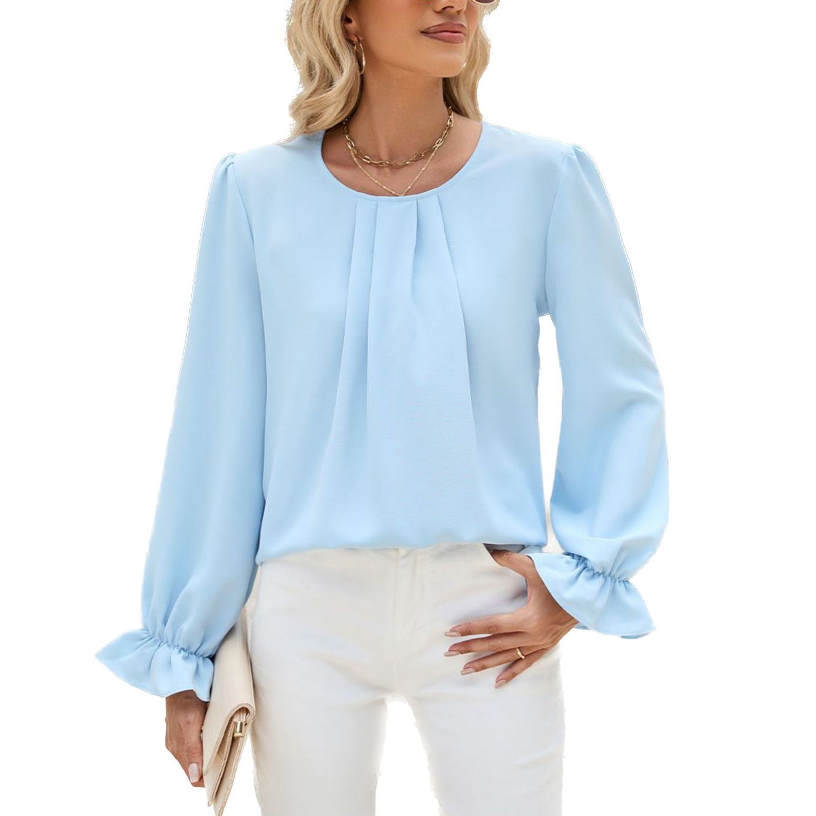 SWSMCLT Women's Long Sleeve Lantern Sleeve Blouse Fashion