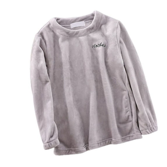 SWSMCLT Women's Long Sleeve Pajama Top Warm Spring Loose Sleep Sleepwear Pjs Fleece Cute Fleece Pj Tops Plush Comfy Home Dark Grey1 Large