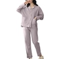 thumbnail image 1 of SWSMCLT Women's Long Sleeve Pajamas 2 Piece Loose Lounge Set Pjs Fall Comfy Basic Button Ankle Pocket Soft Purple X-Small, 1 of 5