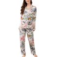 thumbnail image 1 of SWSMCLT Women's Long Sleeve Pajamas Set Silky Comfy Spring Fall Thin V Neck 2 Piece Lounge Set Soft Pjs Satin Holiday Butterfly 10-12, 1 of 5