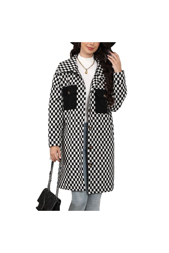 Women's Long Sleeve Pea Coat Fall Date Night Overcoat Coats Winter Spring Loose Pocket Long Trench Coat Fashion Snow Black 14