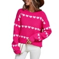 thumbnail image 1 of SWSMCLT Women's Long Sleeve Pullover Sweater Knitted Winter Spring Knitwear Holiday Crew Neck Pullover Sweaters Rose Medium, 1 of 2
