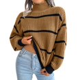 thumbnail image 1 of SWSMCLT Women's Long Sleeve Pullover Sweater Soft Casual Thick Knitwear Top Knitted Holiday Spring Fashion Mock Neck Khaki Medium, 1 of 5
