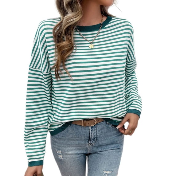 SWSMCLT Women's Long Sleeve Pullover Sweater Spring Winter Knitwear Soft Pullover Sweaters Knitted Crewneck Fashion Green Small