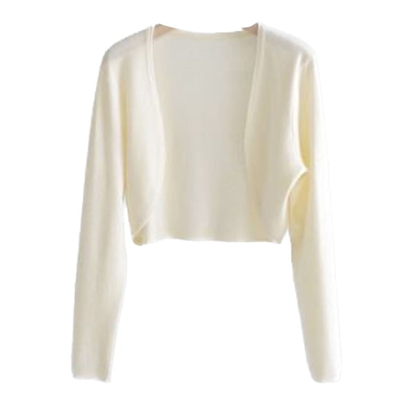 SWSMCLT Women's Long Sleeve Summer Cardigan Lightweight Casual Cropped Shrug Sweater Crop Top Soft Thin Knit Open Front Work Slim Fit Spring Fashion Apricot Small-Large