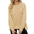 thumbnail image 1 of SWSMCLT Women's Long Sleeve Sweatshirt Fashion Fall Crewneck High Low Pullover Tops Soft Loose Ribbed Sweatshirts Yellow X-Large, 1 of 5