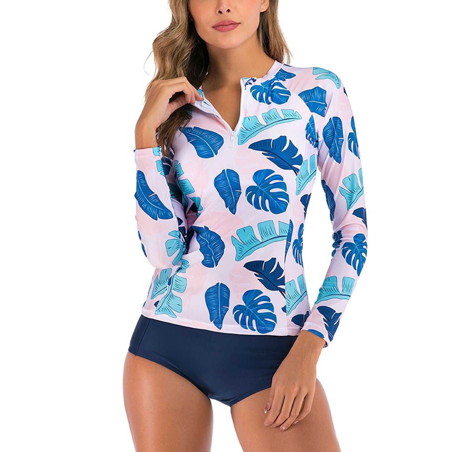 SWSMCLT Women's Long Sleeve Swimsuit High Neck Full Coverage Bathing ...