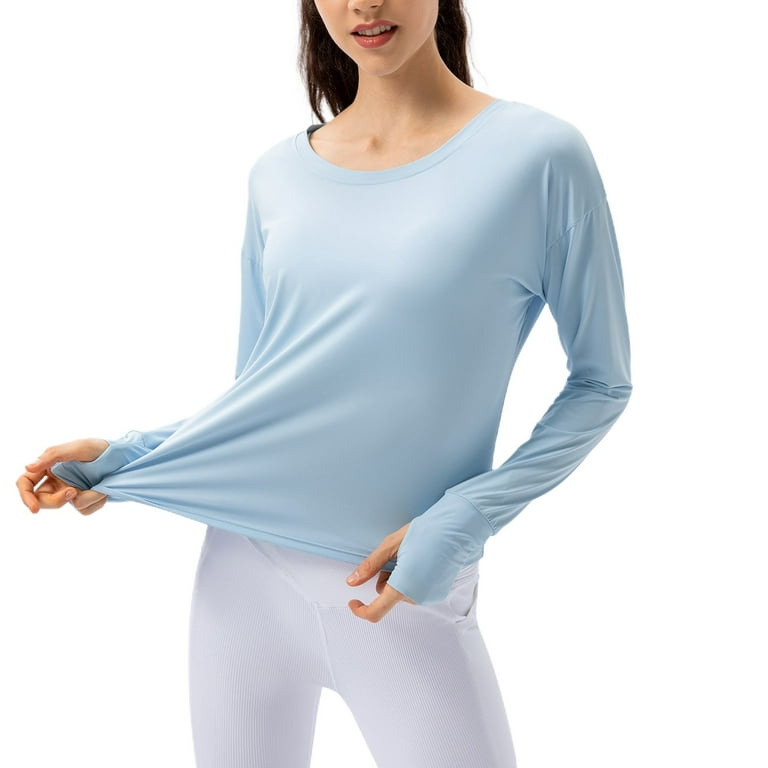 SWSMCLT Women's Long Sleeve T Shirt Soft Boat Neck Yoga Shirt