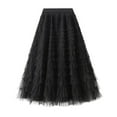 thumbnail image 1 of SWSMCLT Women's Long Tutu Skirt High Waisted Cute Layered Bubble Skirt Skirt Pleated Flowy Elastic Waist Black X-Small-Small, 1 of 4