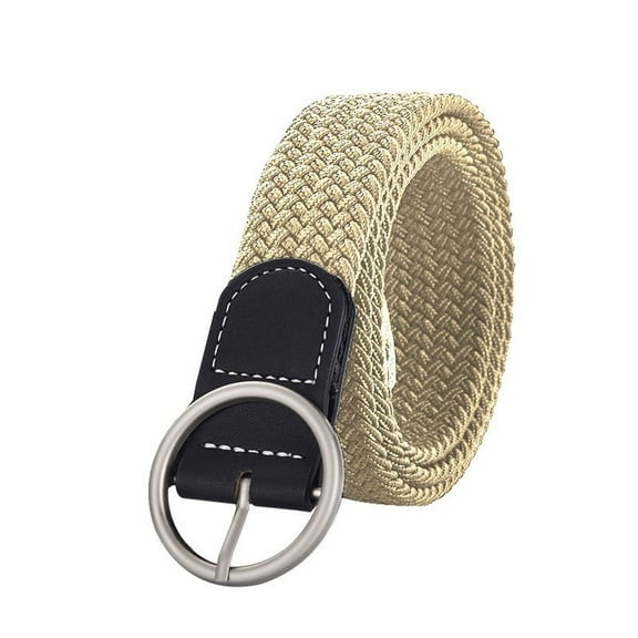SWSMCLT Women's Loops Belt Braided Belt Circle Buckle Casual Chic Braided Belt All Seasons Canvas Beige Round Small-Large