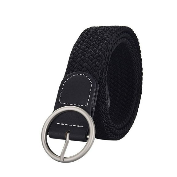 SWSMCLT Women's Loops Belt Braided Belt Circle Buckle Casual Chic Braided Belt All Seasons Canvas Black Round Small-Large