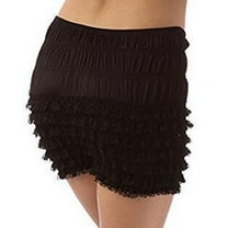 SWSMCLT Women's Mardi Gras Bloomers Shorts Short Fall Mid Rise Frilly Slim Fit Mid Thigh Costume Halloween Ruffle Short Black Medium