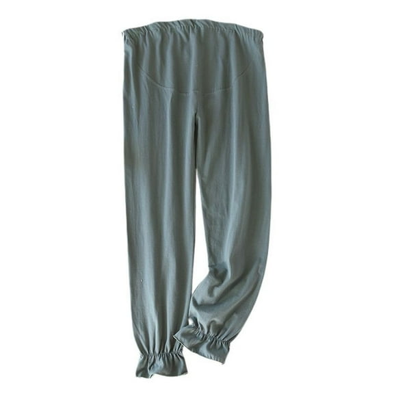 SWSMCLT Women's Maternity Pajama Pants Pj Sleep Bottoms Elastic Band Fall Closed Bottom Elastic Loungewear After Birth Jammie Pants Green1 Large