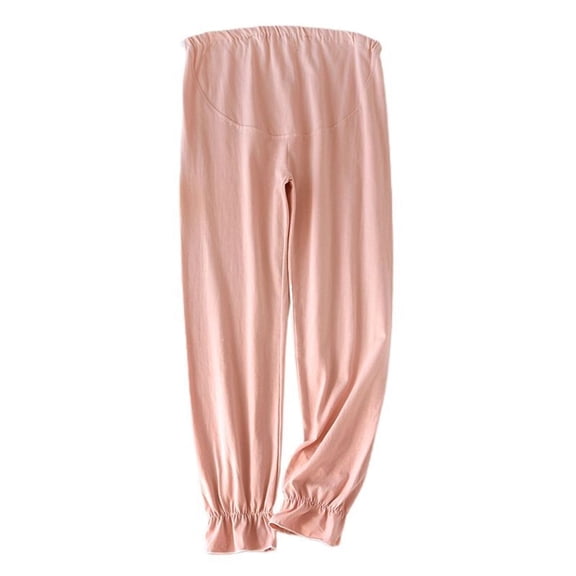 SWSMCLT Women's Maternity Pajama Pants Pj Sleep Bottoms Elastic Band Fall Closed Bottom Elastic Loungewear After Birth Jammie Pants Light Pink1 Small