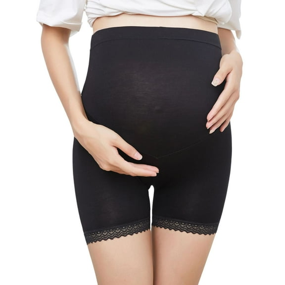 SWSMCLT Women's Maternity Shorts Lingerie High Waisted Panties Breathable Underwear Comfy Modal Tummy Control Winter Fall Black Small