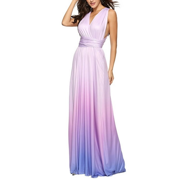SWSMCLT Women's Maxi Long Transformer Convertible Dresses Homecoming Dress Wedding Evening Gown Multi Way Wrap Purple X-Large