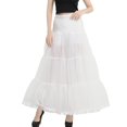 thumbnail image 1 of SWSMCLT Women's Maxi Petticoat Tulle Skirt Summer Bubble Skirt Ruffle Skirt Bustle High Waist Wedding Flowy A Line Fall Fashion Cream Small, 1 of 4