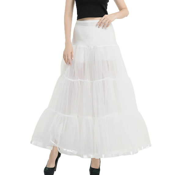 SWSMCLT Women's Maxi Petticoat Tulle Skirt Summer Bubble Skirt Ruffle Skirt Bustle High Waist Wedding Flowy A Line Fall Fashion Cream Small