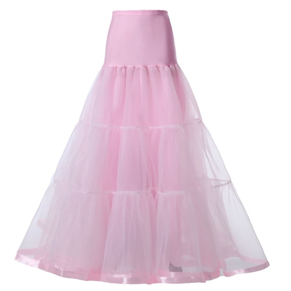 SWSMCLT Women's Maxi Petticoat Tulle Skirt Summer Bubble Skirt Ruffle Skirt Bustle High Waist Wedding Flowy A Line Fall Fashion Pink Medium-Large
