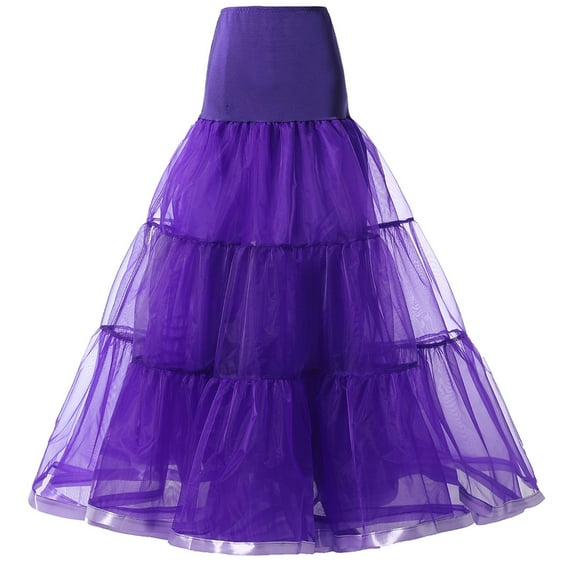 SWSMCLT Women's Maxi Petticoat Tulle Skirt Summer Bubble Skirt Ruffle Skirt Bustle High Waist Wedding Flowy A Line Fall Fashion Purple Small