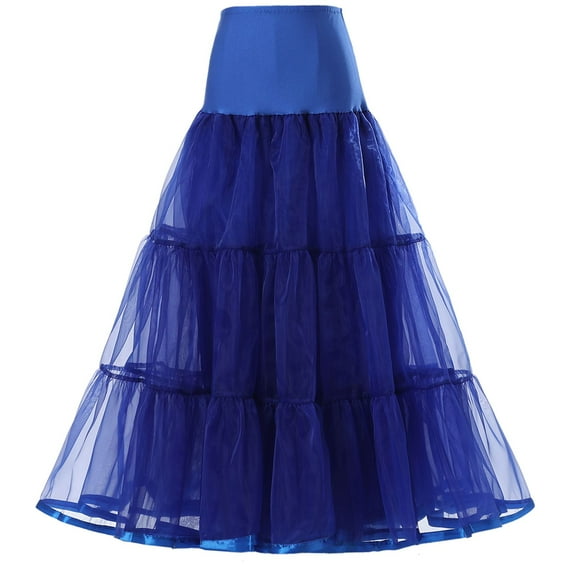 SWSMCLT Women's Maxi Petticoat Tulle Skirt Summer Bubble Skirt Ruffle Skirt Bustle High Waist Wedding Flowy A Line Fall Fashion Royal Blue Small