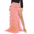 thumbnail image 1 of SWSMCLT Women's Maxi Ruffle Skirt Long High Low Fluffy Tutu Skirt High Side Slit Summer 80s Prom Dress Puffy Skirt Peach Small-X-Large, 1 of 1