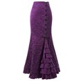 thumbnail image 1 of SWSMCLT Women's Maxi Skirt Ruffle Medieval Fitted Summer High Waisted Lace Up Mermaid Tail Renaissance Halloween Purple X-Small, 1 of 1