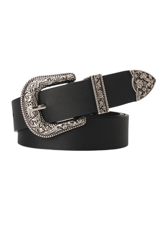 Women's Medieval Adjustable Belts Metal Medium Summer Fall Spring Buckle Belt Faux Leather D Ring Work Black Small-Large
