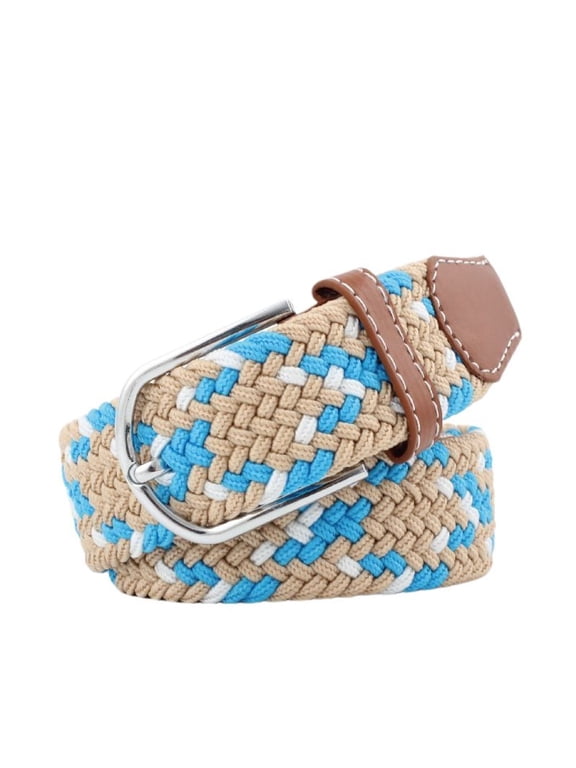 Women's Men Canvas Metal Buckle Holeless Fashion Belt Wide Braided Belt Classic Summer Fall Fabric Belt Beige Blue White Fit Waist 33“-45”