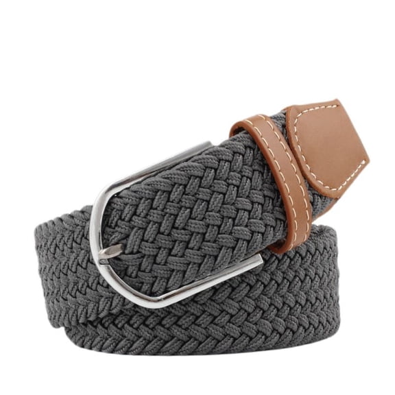 SWSMCLT Women's Men Canvas Metal Buckle Holeless Fashion Belt Wide Braided Belt Classic Summer Fall Fabric Belt Grey Fit Waist 33“-45”